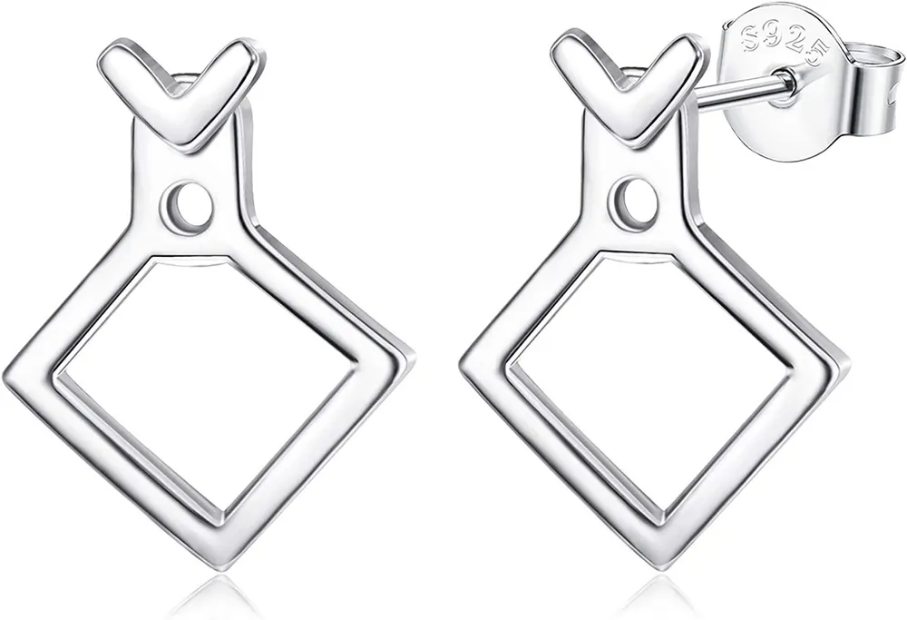 Square Earrings For Men Triangle Earrings Cool Sterling Male Earrings Minimalist stud Earrings Gift For Men - Grocery