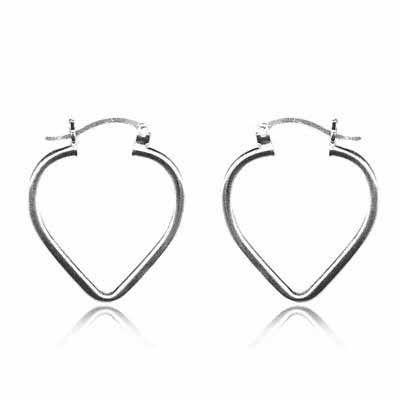 Sterling Silver Heart Shaped Hoop Earrings - Grocery