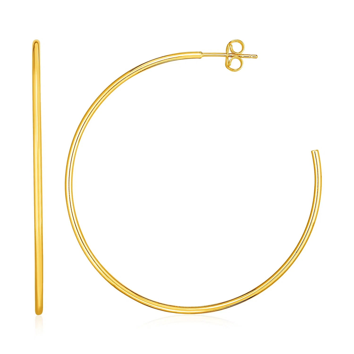 14k Yellow Gold Polished Hoop Earrings(1.5x50mm) - Grocery