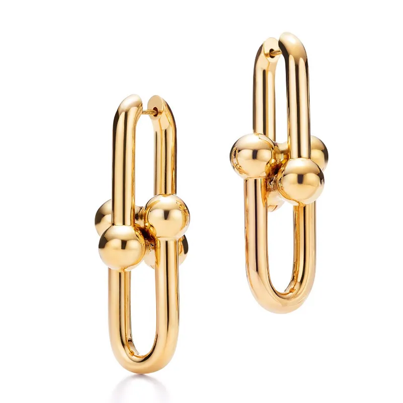 European And American Earrings Ni Ni Same Style Series Chain Ring Earrings U-shaped Stud Earrings For Women European And American Fashion Cool Detachable - Grocery