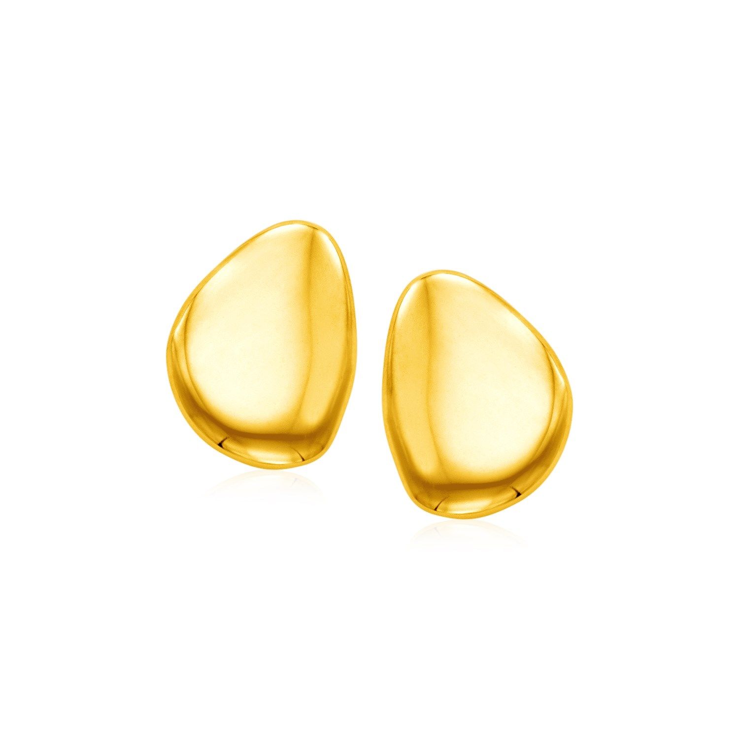 14k Yellow Gold Post Earrings with Polished Abstract Shape - Grocery