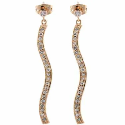 18K Gold over Sterling Silver CZ Pave Swirl Dangle Earrings - Grocery