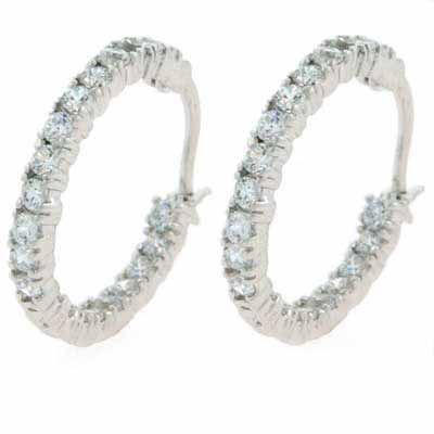 Sterling Silver CZ Hoop Earrings - Grocery