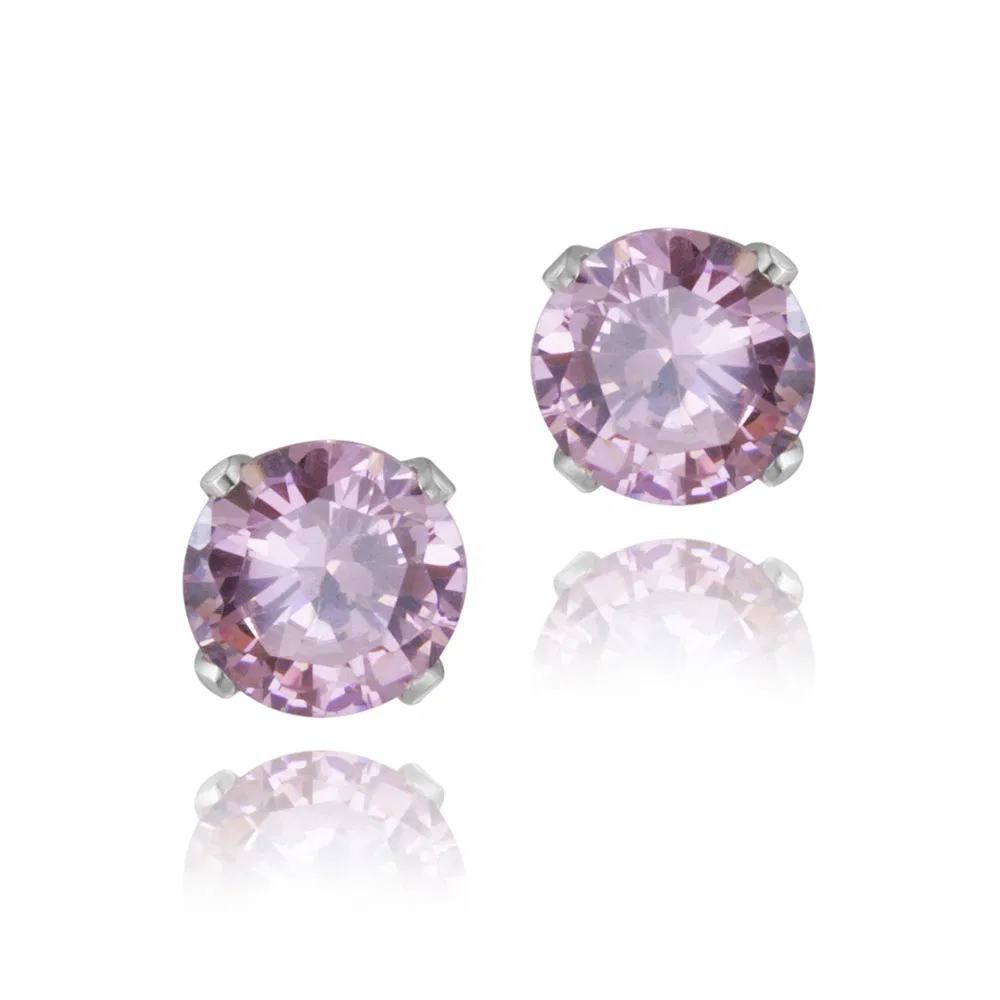 Sterling Silver 2.1ct Pink Topaz Stud Earrings, 6mm - Grocery