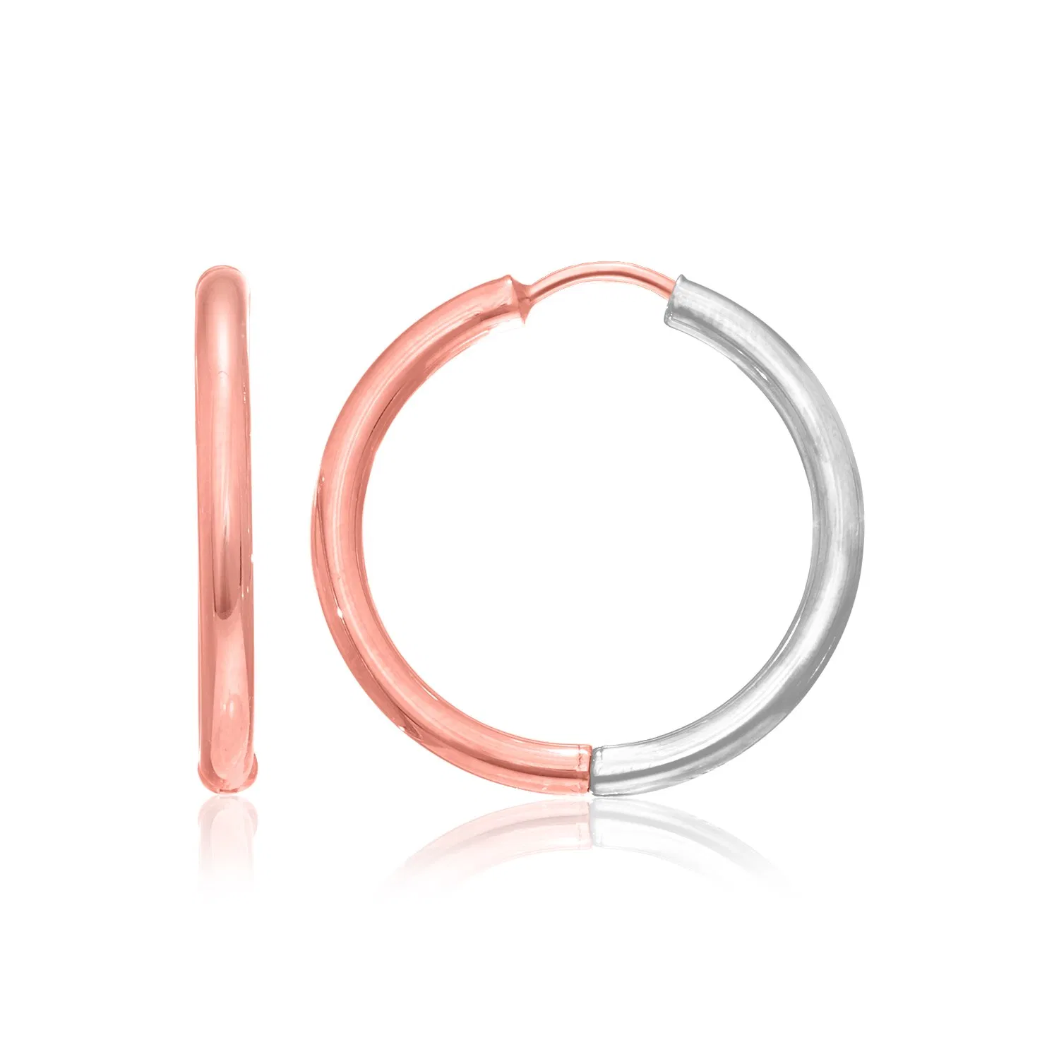 14k Rose & White Gold Hinged Hoop Earrings(2.5x20mm) - Grocery