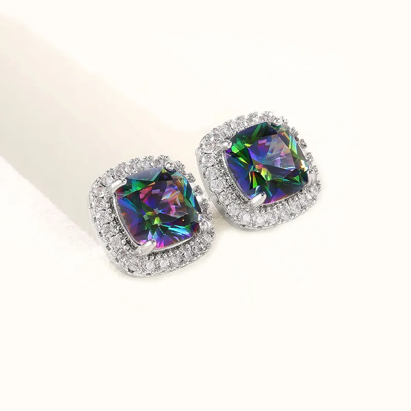 Colored Diamond Earrings European And American Fashion - Grocery