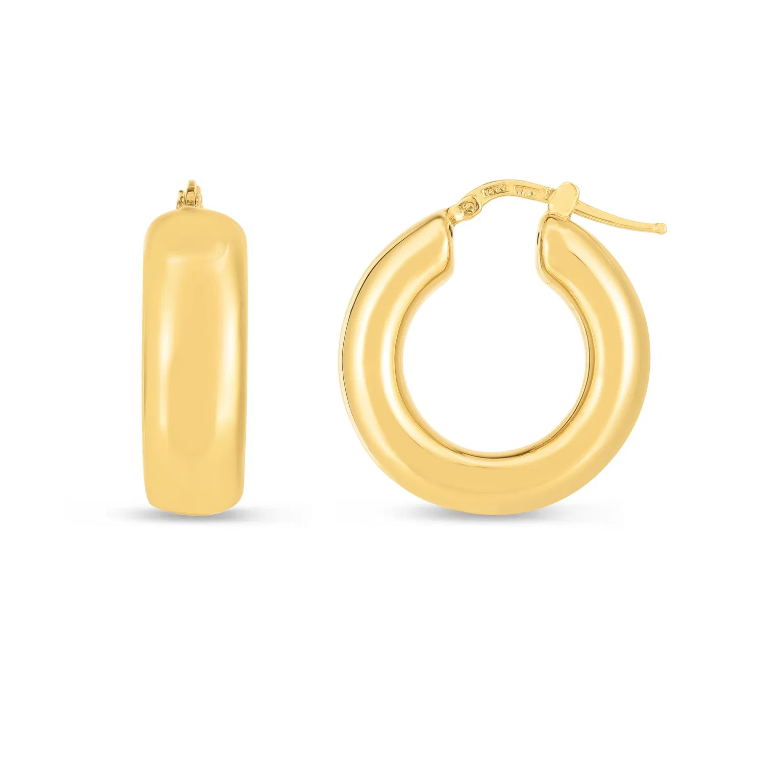 14k Yellow Gold Medium Puffy Hoops - Grocery