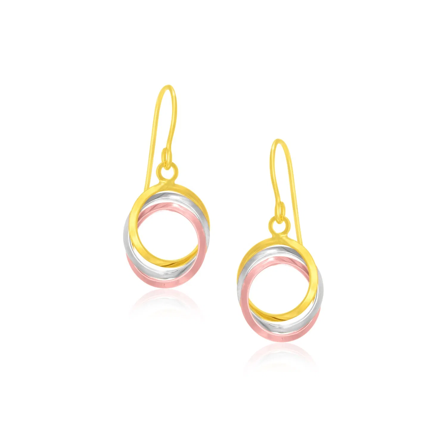 14k Tri-Color Gold Open Entwined Ring Earrings - Grocery