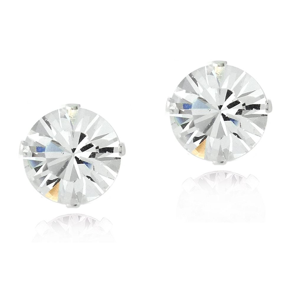 Sterling Silver Clear Swarovski Elements Stud Earrings, 6mm - Grocery