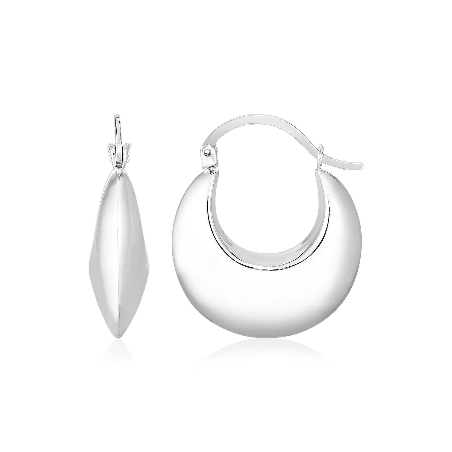 Sterling Silver Polished Puffed Hoop Earrings - Grocery