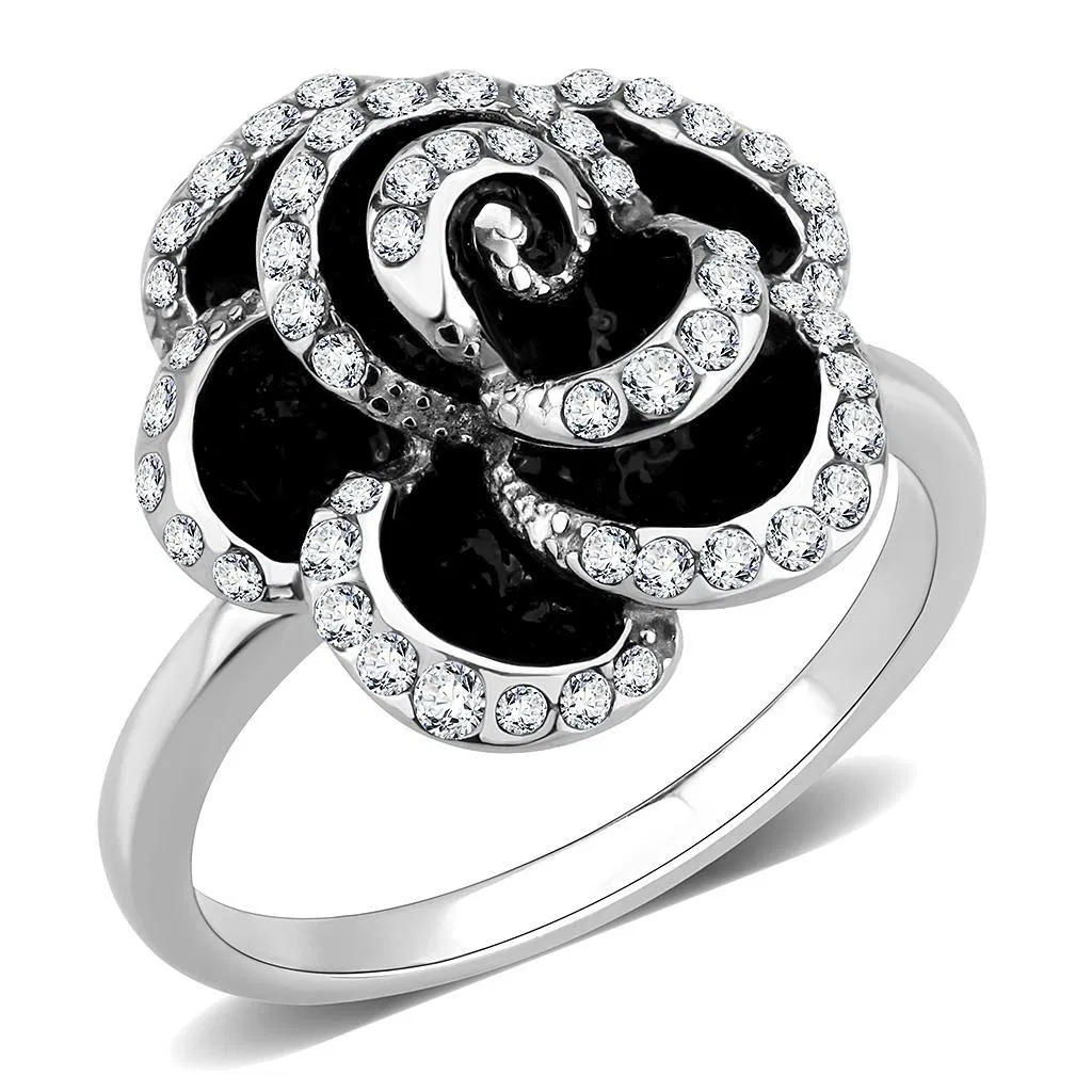 TK3577 - No Plating Stainless Steel Ring with Top Grade Crystal in Clear - Grocery