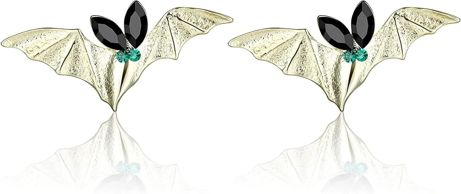 Halloween Element Crystal Earrings for Women Men Austria crystal Ghost Spider Bat Earrings Stainless Stud Earrings Halloween Party - Grocery