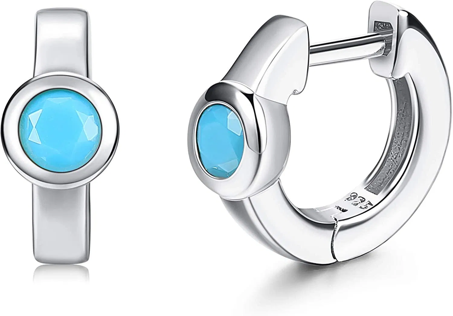 925 Sterling Silver Daith Hoop Earrings Cartilage Cuff Earrings Turquoise Huggies Small Hoop Earrings for Women - Grocery