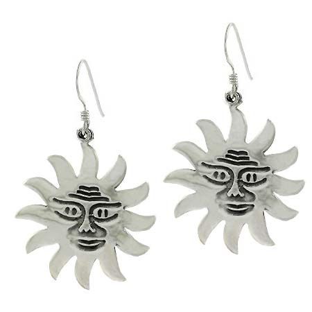 Sterling Silver Smile Sun Dangle Earrings - Grocery