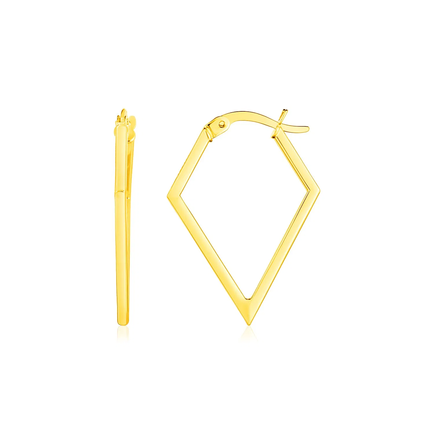 14K Yellow Gold Diamond Motif Hoop Earrings - Grocery