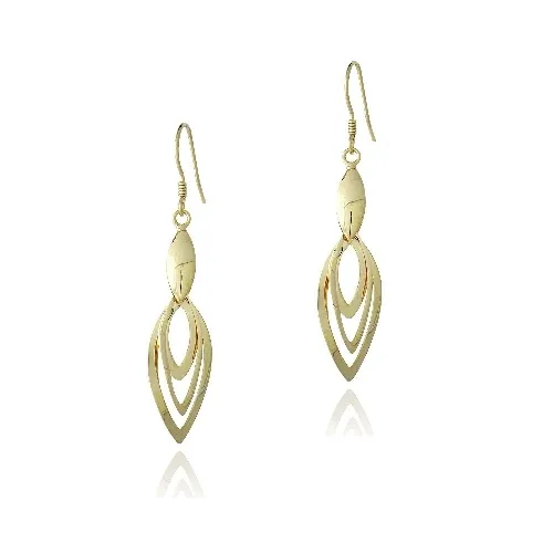 18K Gold over Sterling Silver Three Marquise Dangle Earrings - Grocery