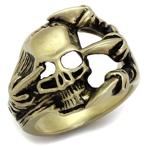 TK2464 - IP Antique Copper Stainless Steel Ring with Epoxy in Jet - Grocery