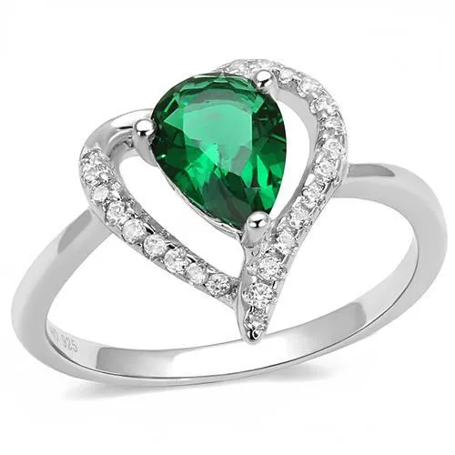 3W1384 - Rhodium 925 Sterling Silver Ring with Synthetic Synthetic Glass in Blue Zircon - Grocery