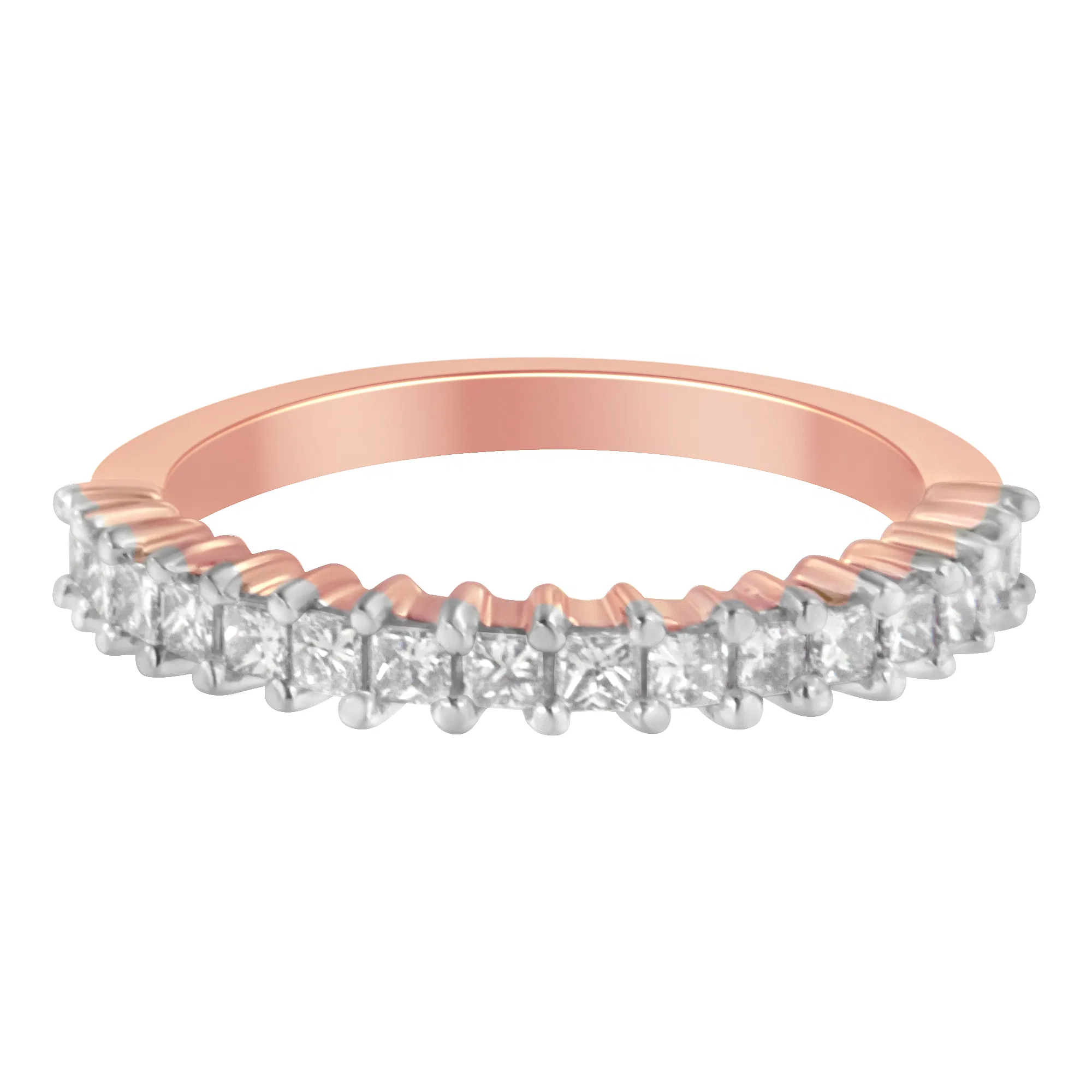 10K Rose Gold Flashed .925 Sterling Silver Diamond Band Ring (1/2 Cttw, J-K Color, I1-I2 Clarity) - Grocery