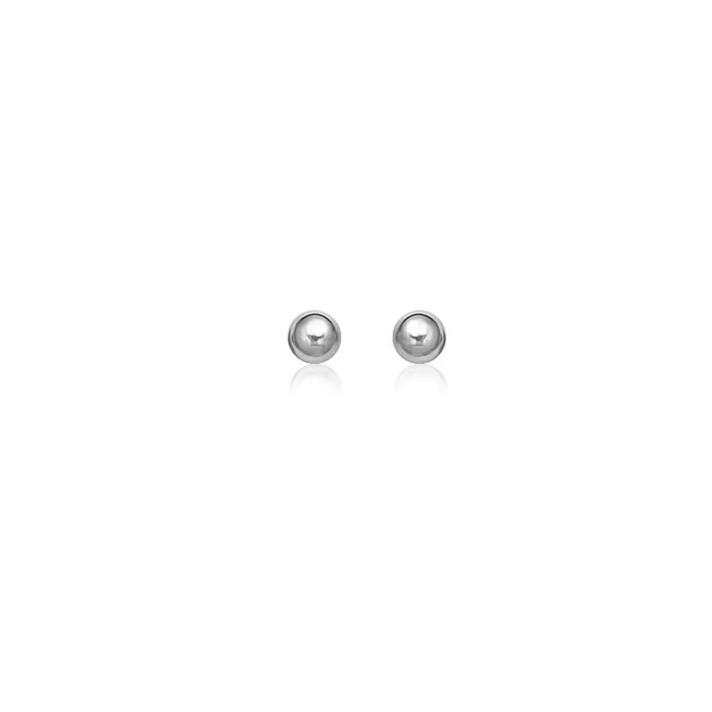 14k White Gold Round Stud Earrings (4mm) - Grocery