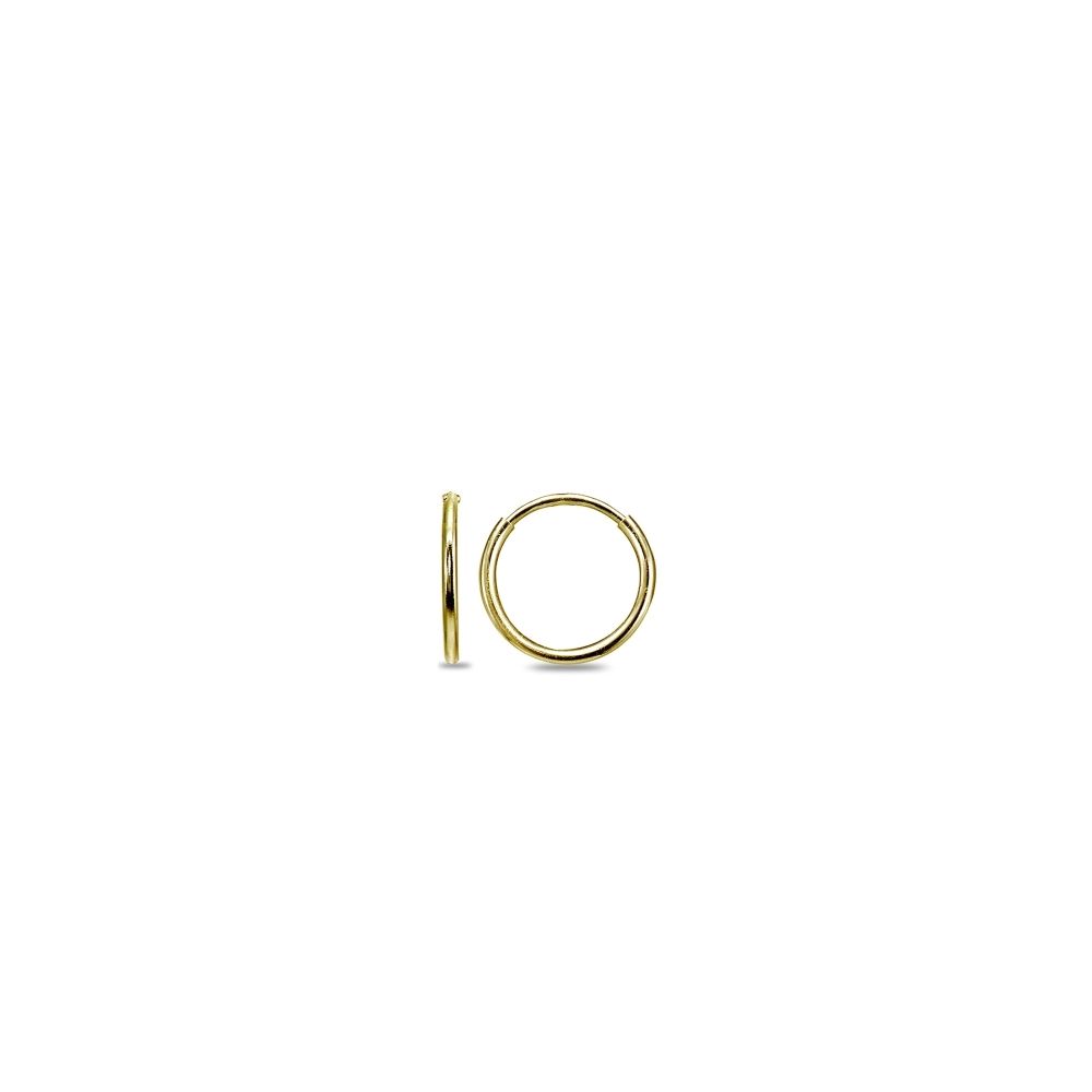 14K Gold Small Endless 1.2mm Round Thin Lightweight Unisex Hoop Earrings, 10mm - Grocery