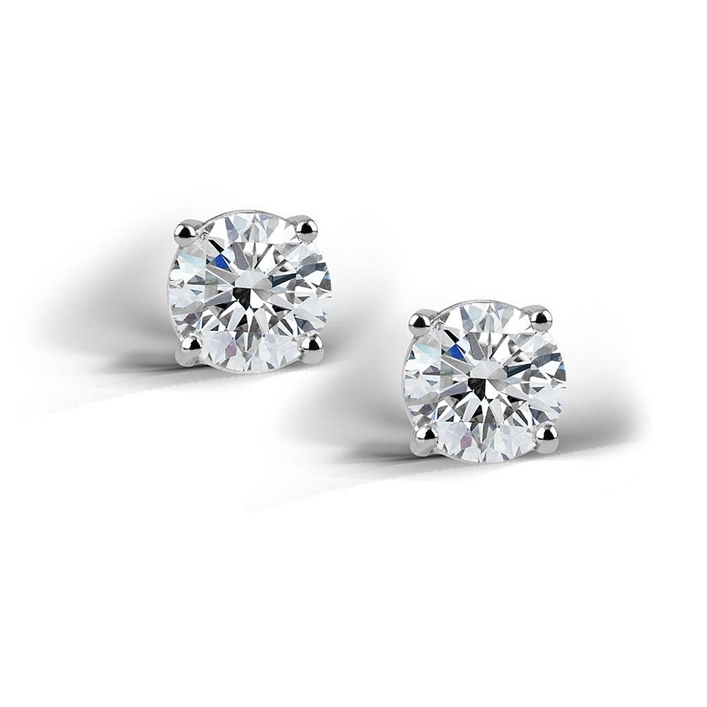 Sterling Silver 2 Ct Cubic Zirconia Stud Earrings - Grocery