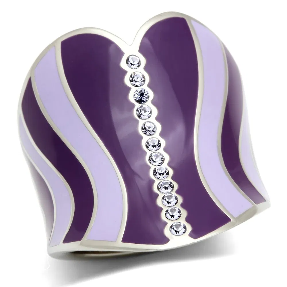 TK262 - High polished (no plating) Stainless Steel Ring with Top Grade Crystal in Sea Blue - Grocery