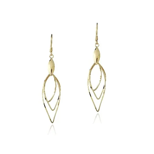 18K Gold over Sterling Silver Three Marquise Twist Dangle Earrings - Grocery