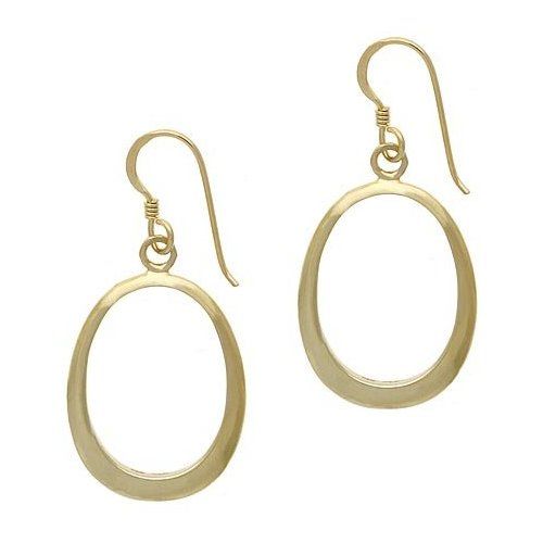 18K Gold Over Sterling Silver Open Oval Dangle Earrings - Grocery