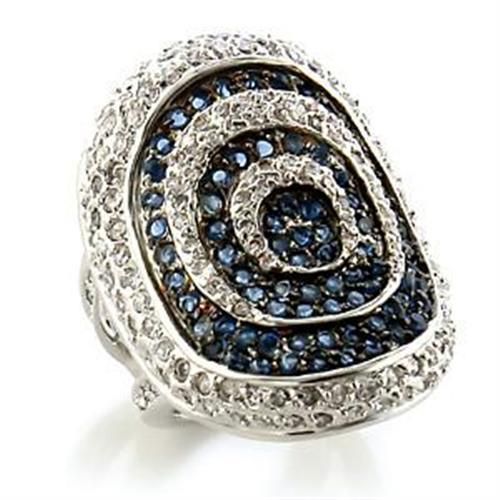 LOA575 - Rhodium + Ruthenium Brass Ring with Synthetic Spinel in Montana - Grocery
