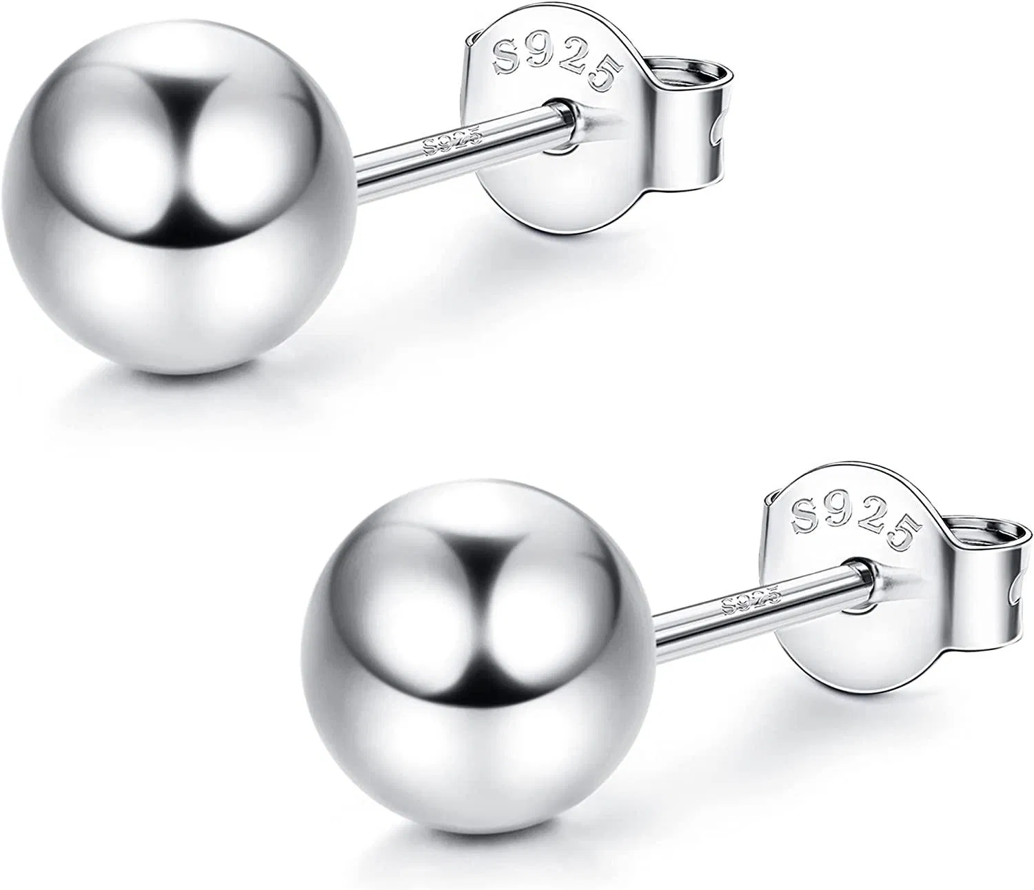 925 Sterling Silver Ball Stud Earrings for Women Men 18K Gold Plated High Polished Minimalist Ball Studs - Grocery