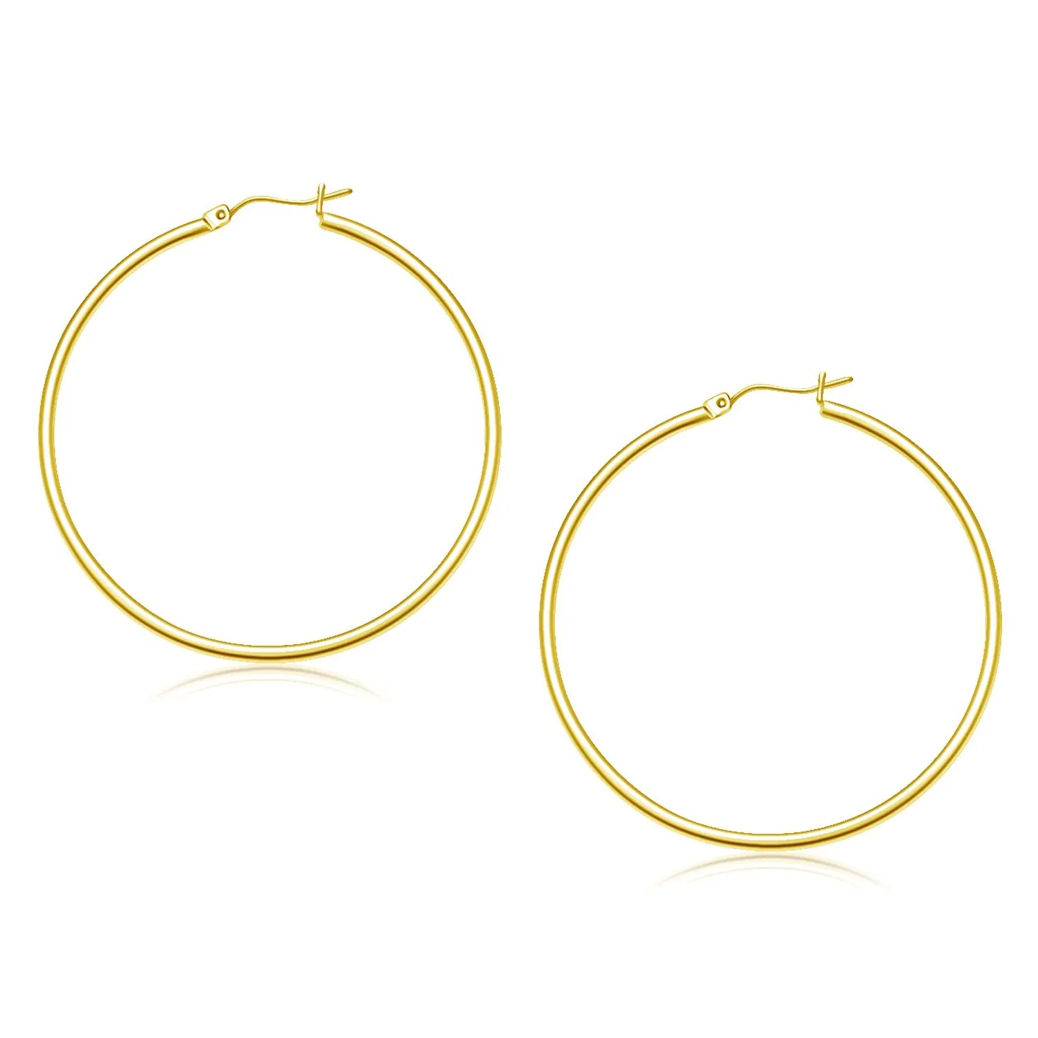 10k Yellow Gold Polished Hoop Earrings (2x45mm) - Grocery