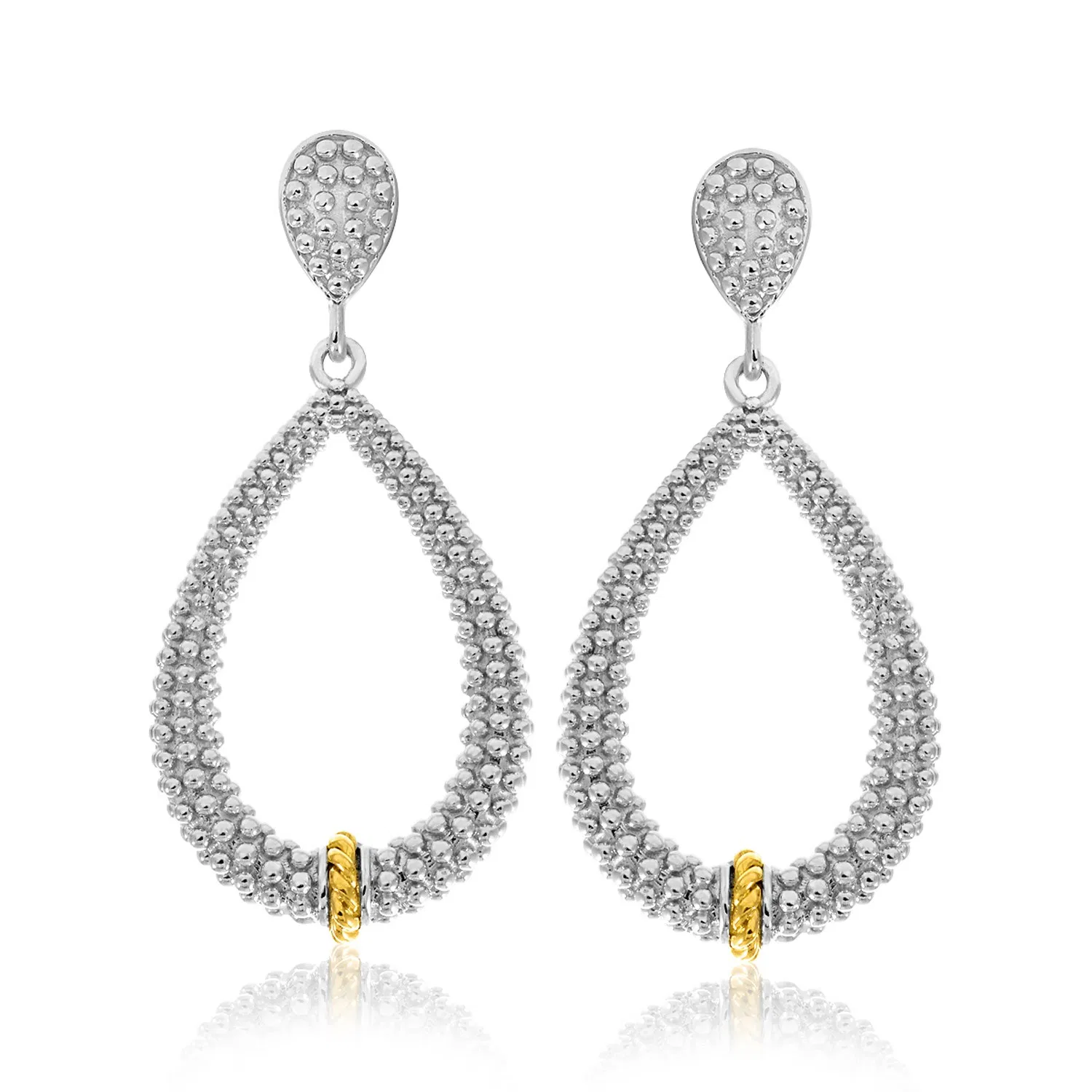 18k Yellow Gold & Sterling Silver Diamond Accented Graduated Popcorn Earrings - Grocery