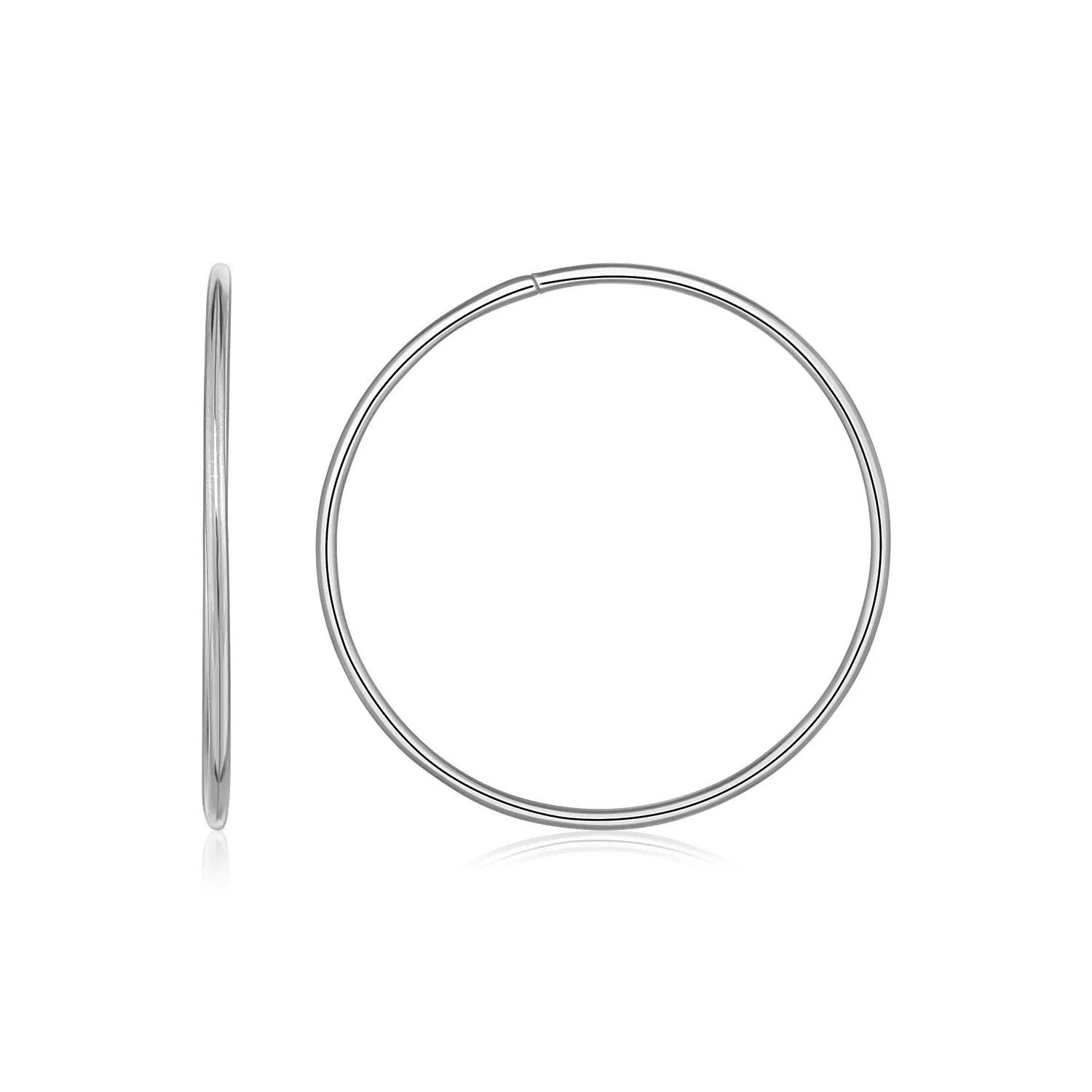 Endless Hoop Style Earrings in 14k White Gold(1.2x30mm) - Grocery