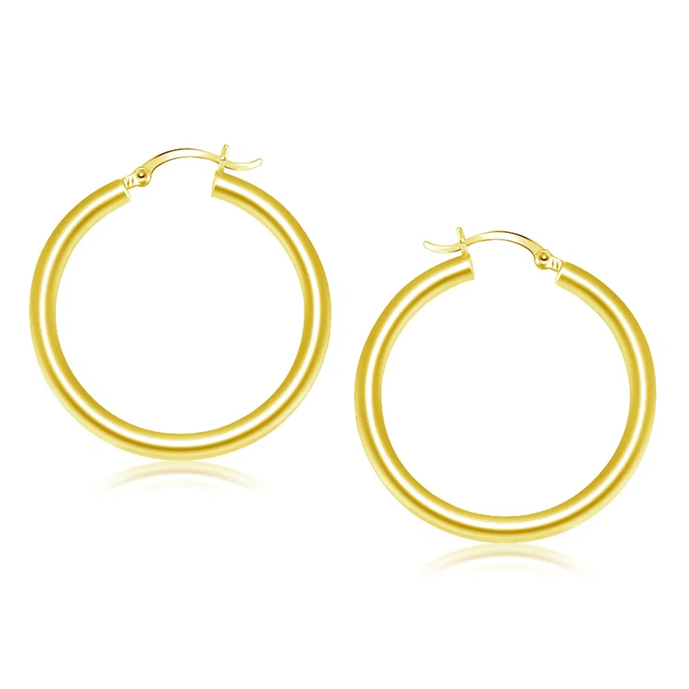 14k Yellow Gold Polished Hoop Earrings (4x40mm) - Grocery