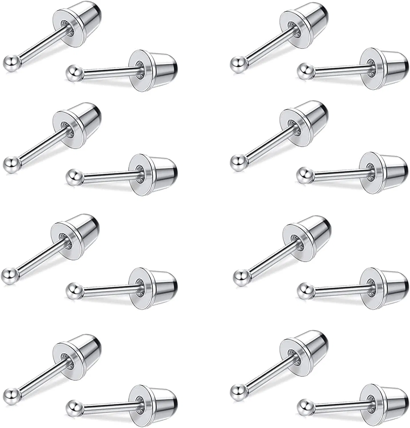 8 Pairs 20G Cartilage Stud Earrings Stainless Round Ball Barbell Earrings for Women Men Screwback Ear Piercing 2MM - Grocery