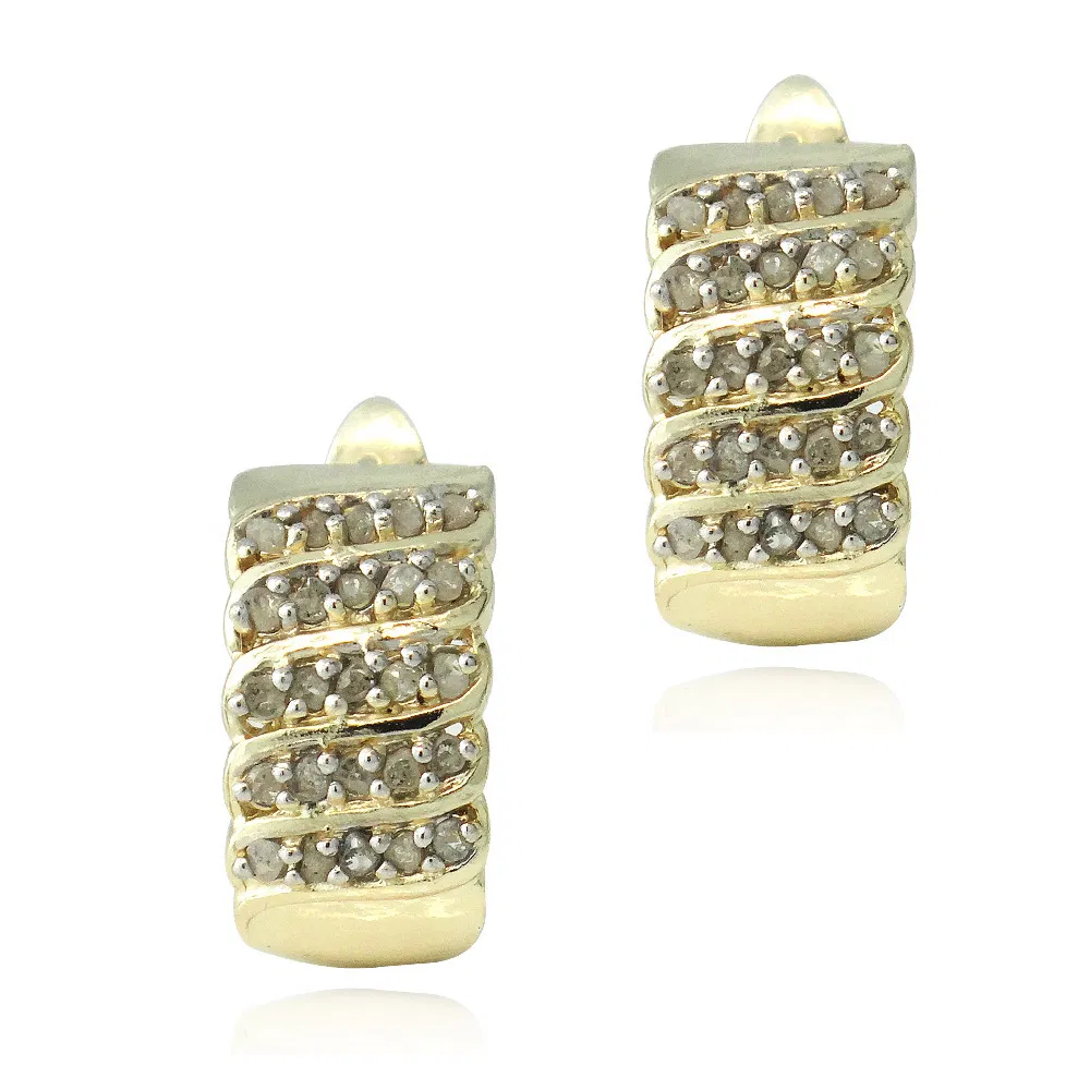 18K Gold Plated 1/2ct Diamonds Huggie Earrings - Grocery