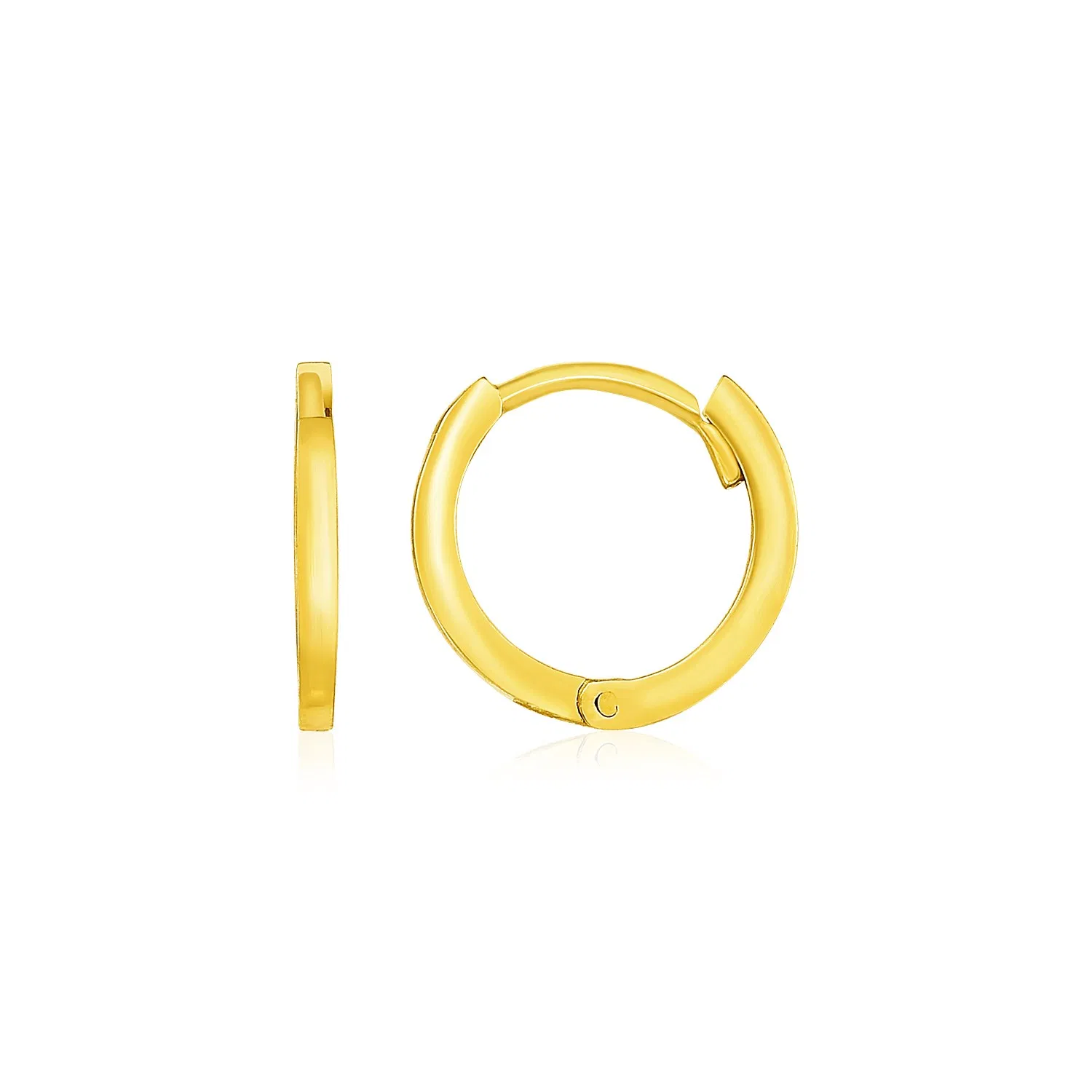 14k Yellow Gold Petite Polished Round Hoop Earrings(1.3x11.5mm) - Grocery