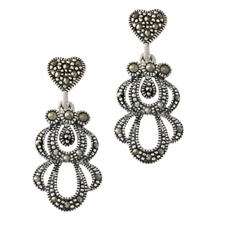 Sterling Silver Marcasite Dangle Earrings - Grocery