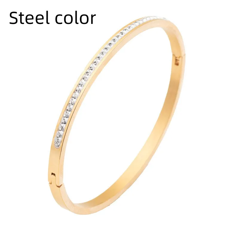 Single Row Stainless Steel Bracelet With Diamond Opening - Grocery