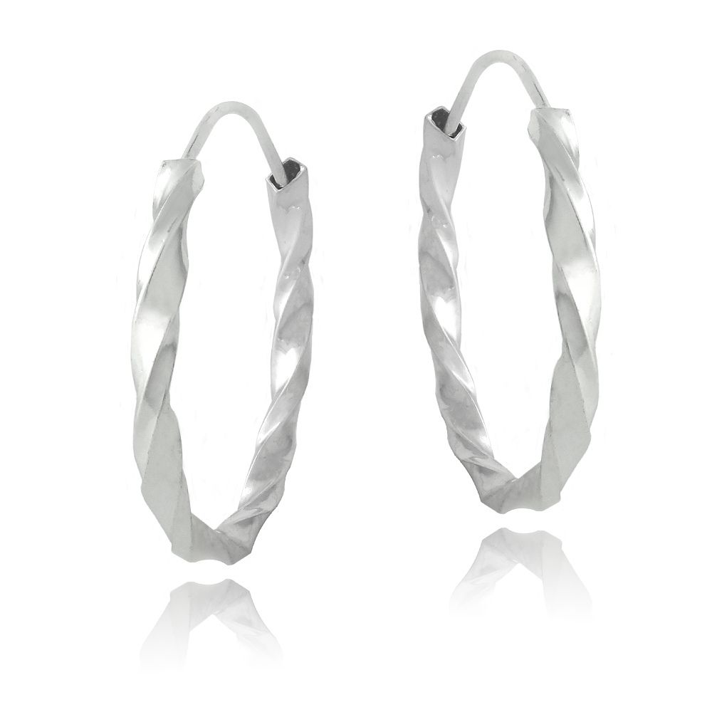 Sterling Silver 25mm Twist Hoop Earrings - Grocery