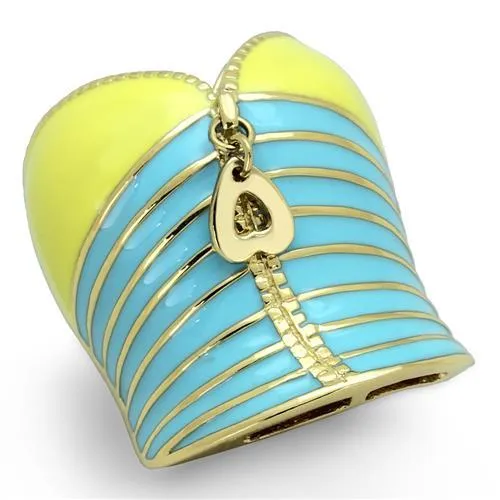 TK1623 - IP Gold(Ion Plating) Stainless Steel Ring with Epoxy in Multi Color - Grocery