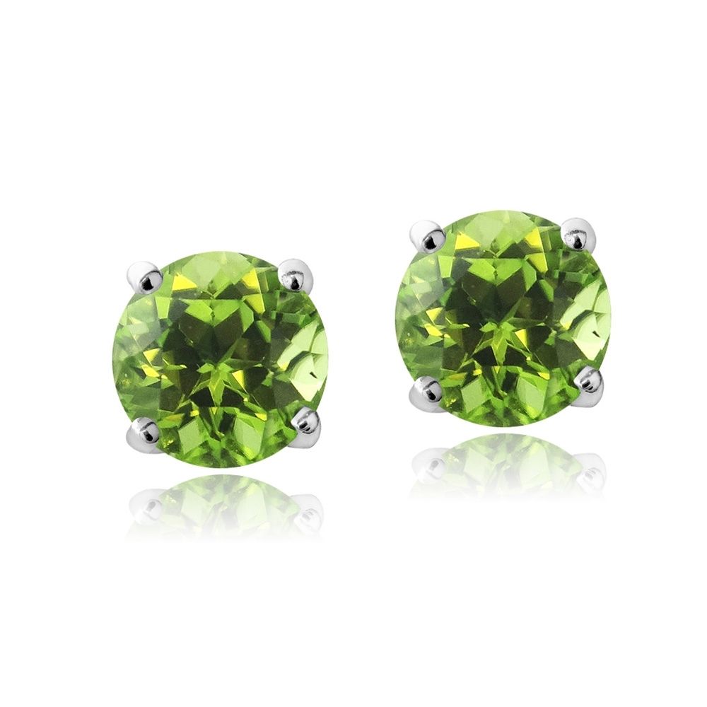 Sterling Silver Peridot Swarovski Elements August Birthstone Stud Earrings - Grocery