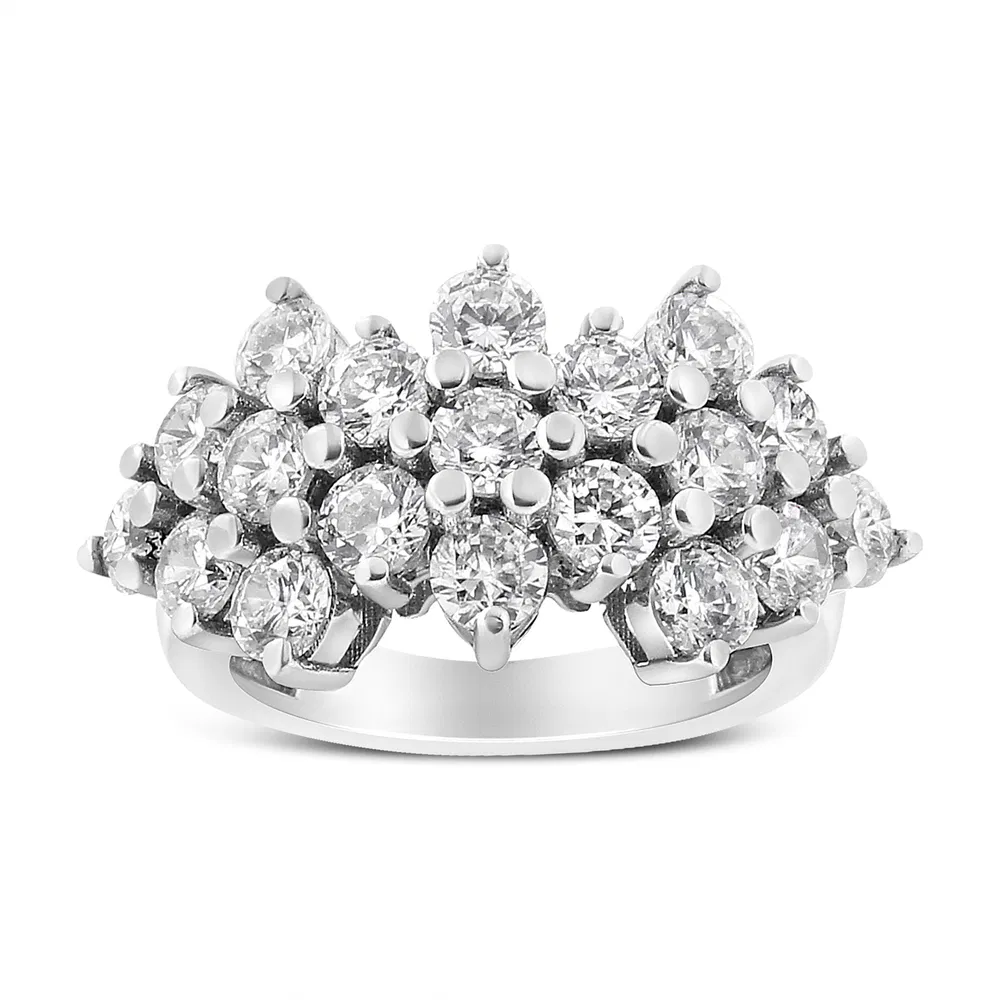 14K White Gold 4.0 Cttw Diamond Multi Row Scatter Band Ring (I-J Color, I1-I2 Clarity) - Grocery