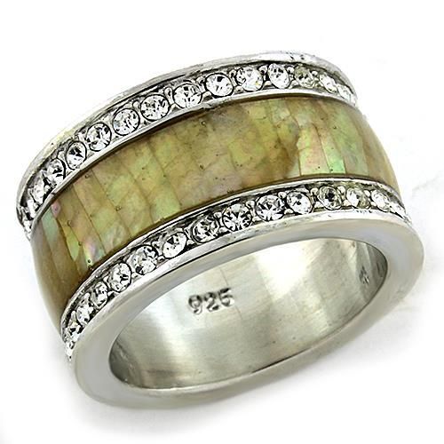 LOAS1180 - Rhodium 925 Sterling Silver Ring with Precious Stone Conch in Multi Color - Grocery