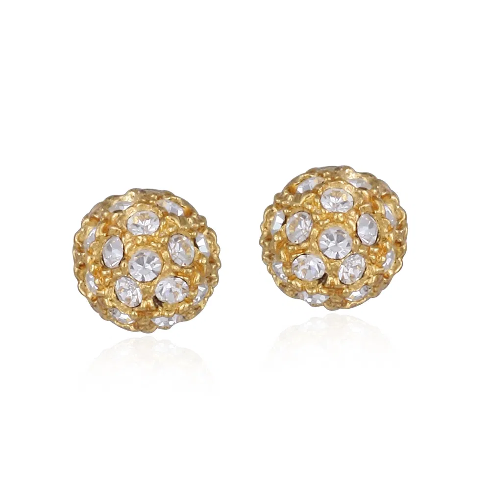 18K Gold over Sterling Silver CZ 8mm Ball Stud Earrings - Grocery