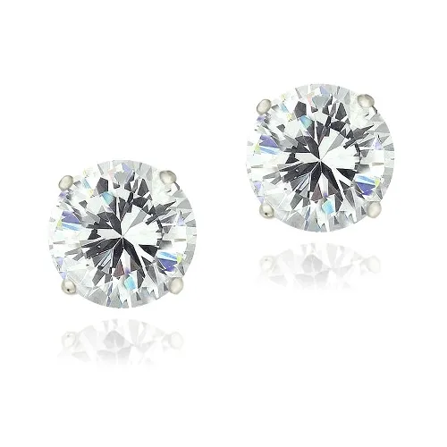 Zirconia Ice Sterling Silver 4ct Round Solitaire Stud Earrings made with Swarovski Zirconia - Grocery