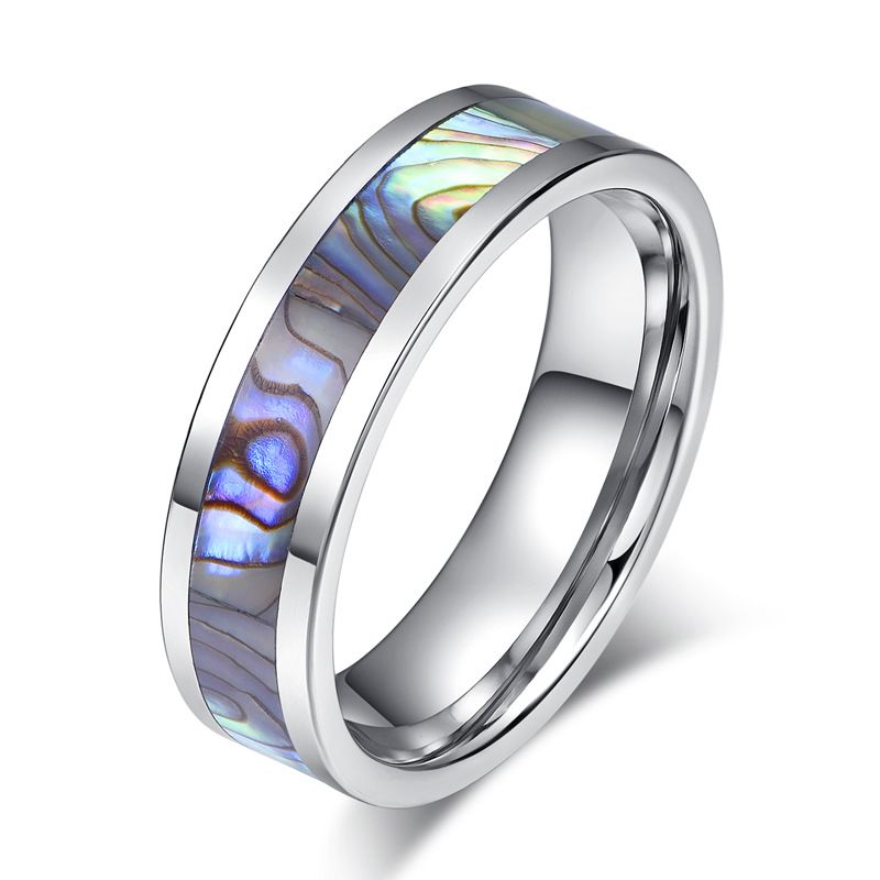 Natural Shell Tungsten Gold Couple Men's Ring - Grocery