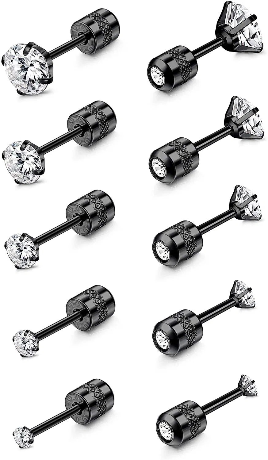 5 Pairs 18G Cartilage Earrings for Women Men Tiny Stainless Steel Piercing Stud Earrings CZ Screw Back Earrings - Grocery