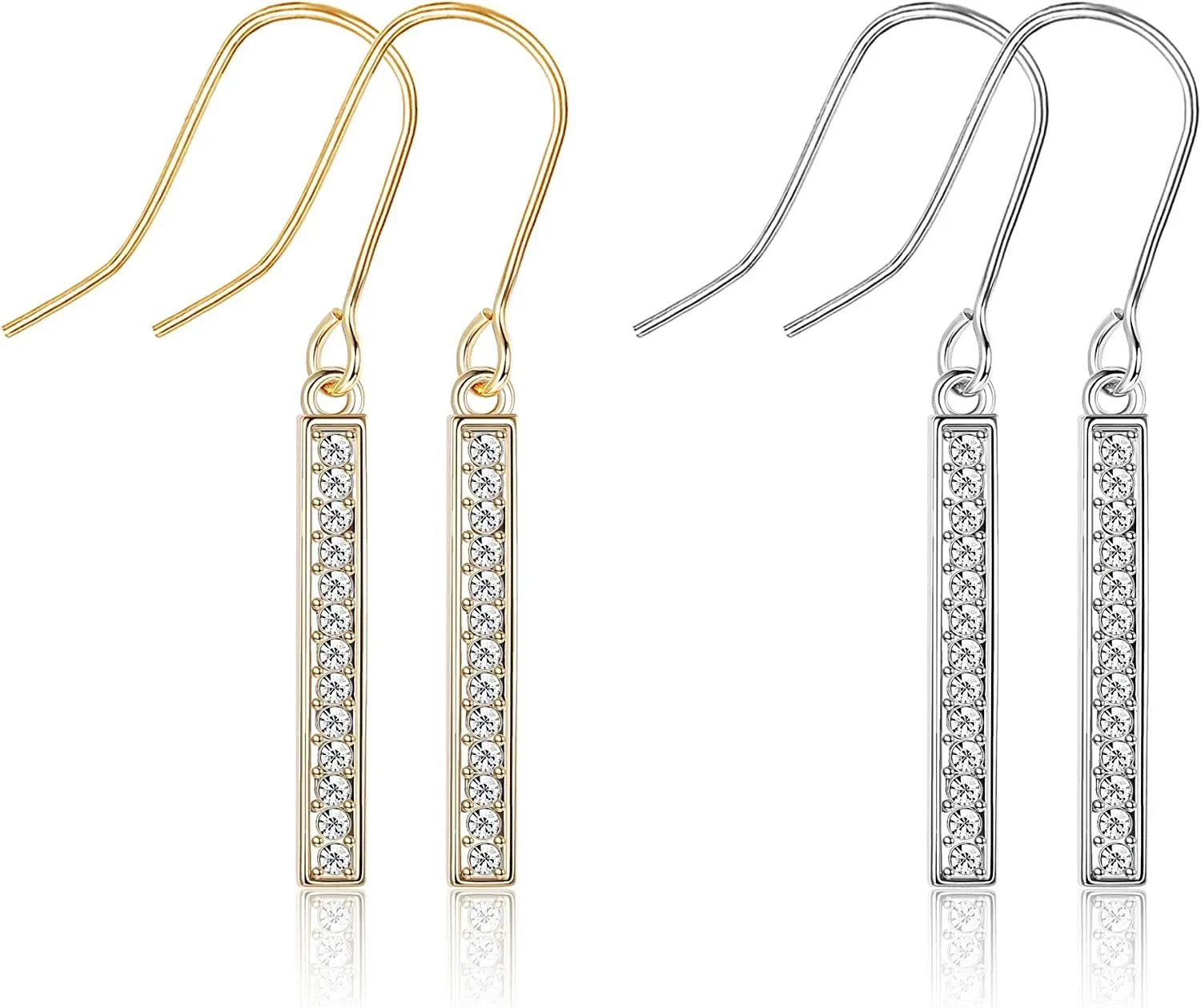 Austria Crystal Bar Drop Earrings for Women; 2 Pairs Dangle Earrings; Earrings and Earrings for Gifts - Grocery